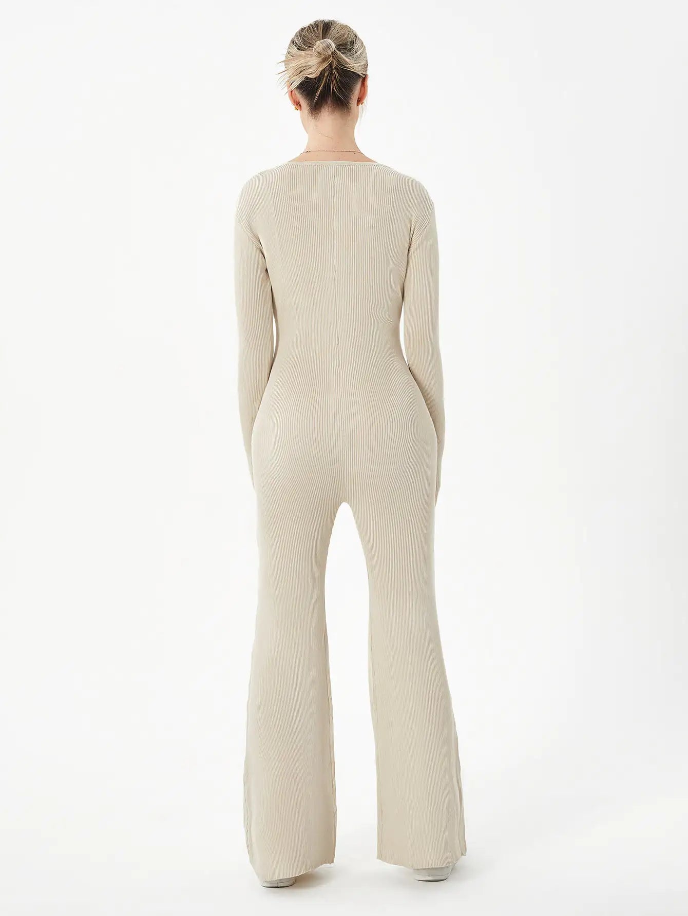 Avie zippered Round Neck Flared body suit