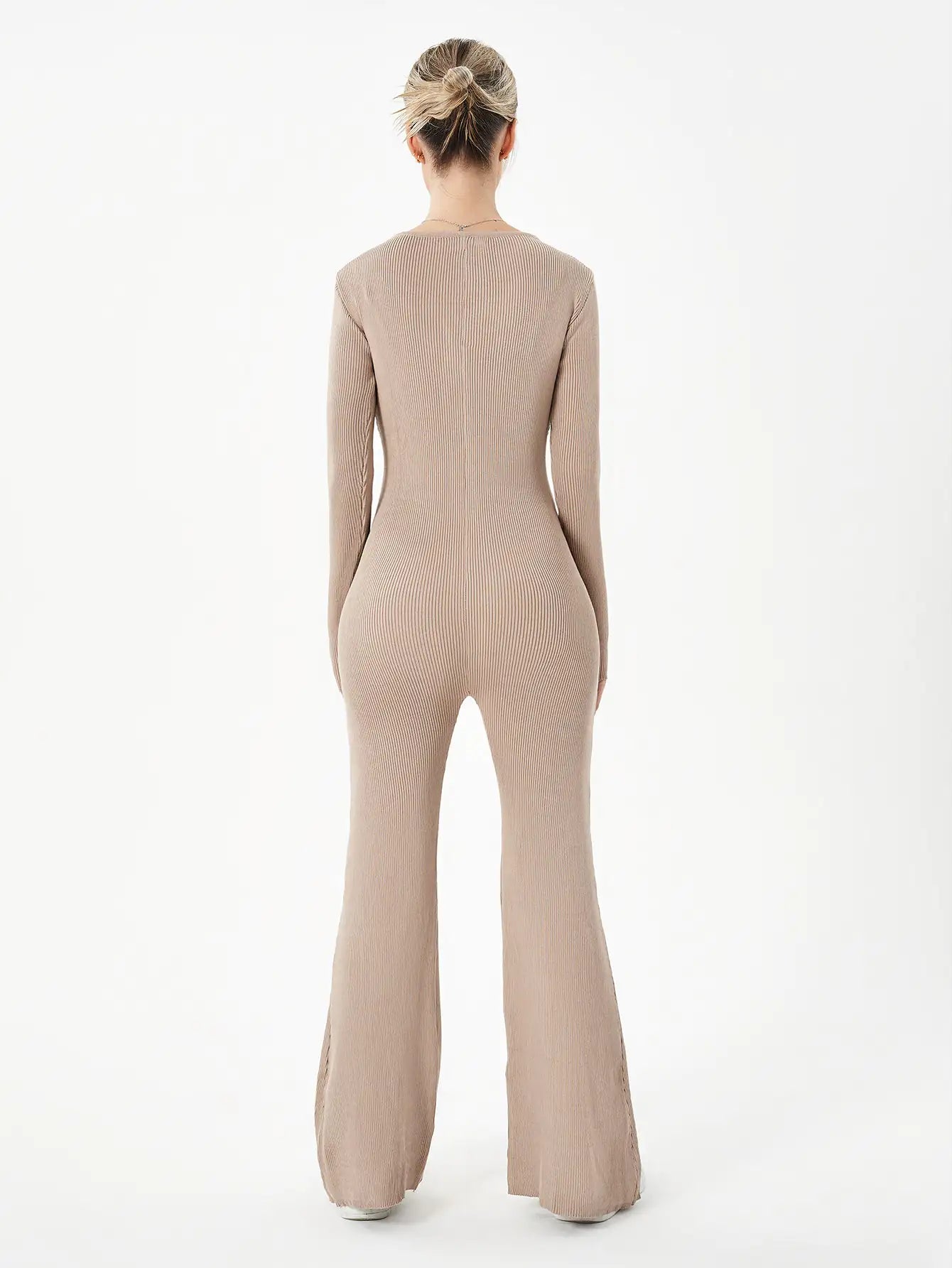 Avie zippered Round Neck Flared body suit