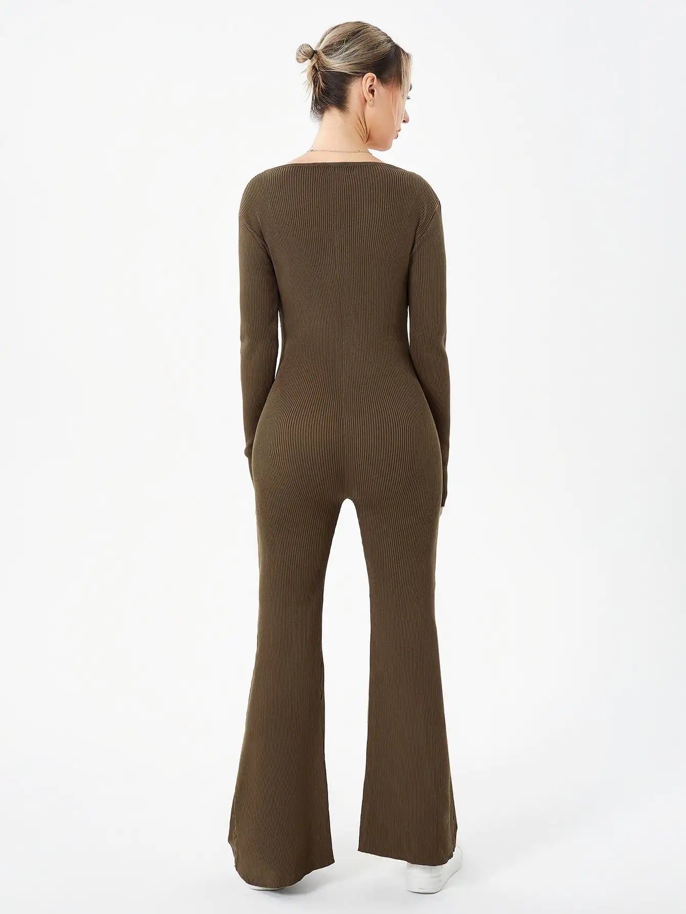Avie zippered Round Neck Flared body suit